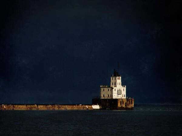 Lighthouse Poster featuring the digital art The Milwaukee Breakwater Lighthouse by David Blank