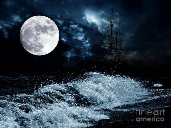 Mysterious Poster featuring the photograph The Mysterious Moon by Boon Mee