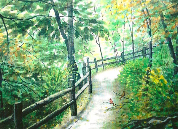 Park Poster featuring the painting The Park Trail - Mill Creek Park by Laurie Anderson