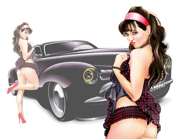 Pinup Poster featuring the digital art The Pin Up Girl V3 by Brian Gibbs