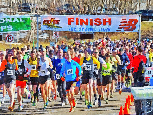 Runners Poster featuring the digital art The Start of The Spring Thaw Race by Digital Photographic Arts