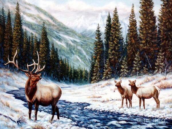 Elk Poster featuring the painting The Wild Country by Tom Chapman