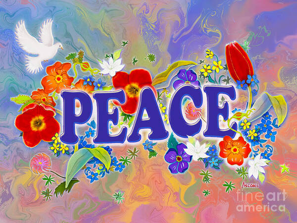 Peace Poster featuring the painting Themes of the Heart-Peace by Teresa Ascone