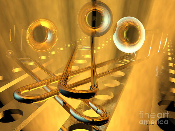 Three Trombones Poster featuring the digital art Three Trombones by Vintage Collectables