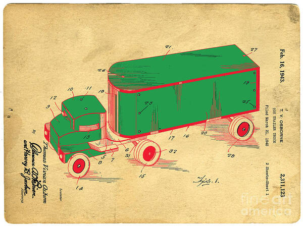 Tonka Poster featuring the digital art Tonka Truck Patent by Edward Fielding