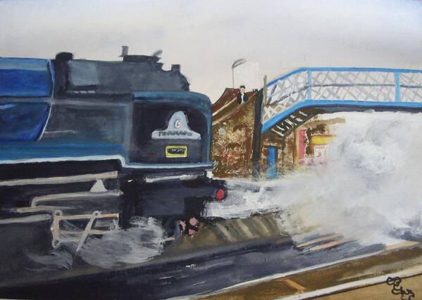 Tornado Poster featuring the painting Tornado and Chertsey Station Bridge by Carole Robins