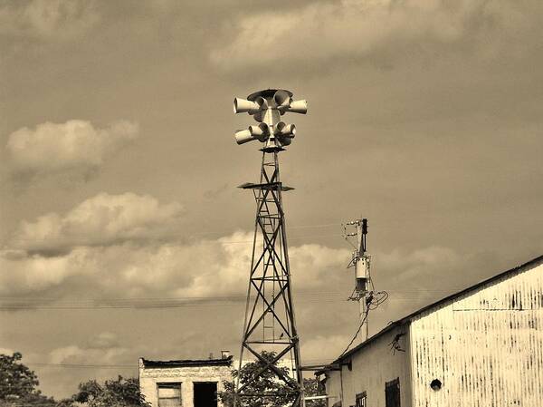 Picher Poster featuring the photograph Tornado Siren in a Ghost Town by Ed Sweeney