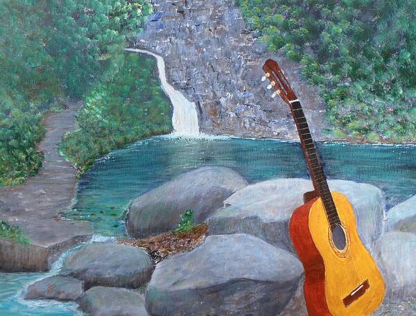 Toro Negro Rain Forest Poster featuring the painting Toro Negro Guitar by Tony Rodriguez