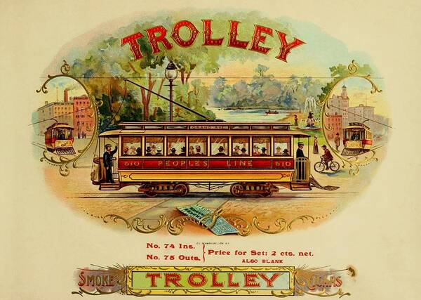 Trolley Poster featuring the painting Trolley Vintage Cigar Advertisement by Movie Poster Prints