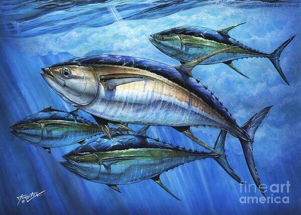 Yellowfin Tuna. Atun Poster featuring the painting Tuna In Advanced by Terry Fox