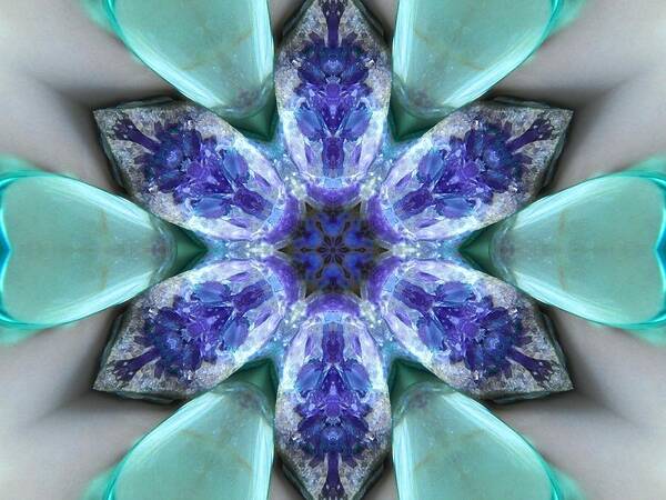 Mandalas Poster featuring the digital art Turquoise Amethyst Star Mandala by Diane Lynn Hix