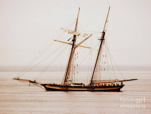 Marcia Lee Jones Poster featuring the photograph Two Mast Tall Ship by Marcia Lee Jones