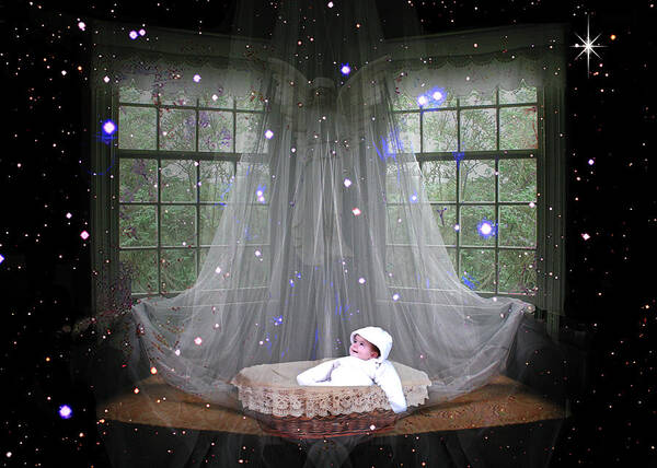 Bible Christian Christianity Belief Believe Baby Manger Inn christmas Story Stable Story Horizontal Poster featuring the photograph Unto Us a Child is Born by Paula Ayers