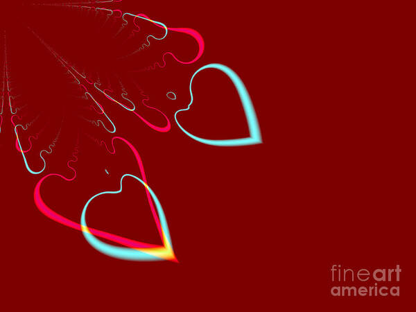 Abstract Poster featuring the digital art Valentine Soul Mates - Maroon Red Version by Shazam Images