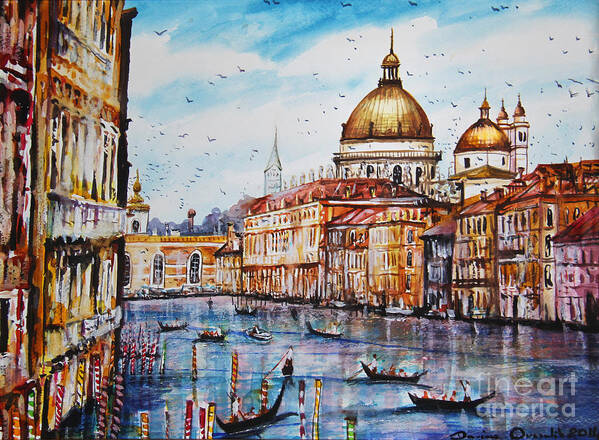 Venetian Paradise Poster featuring the painting Venetian Paradise by Dariusz Orszulik