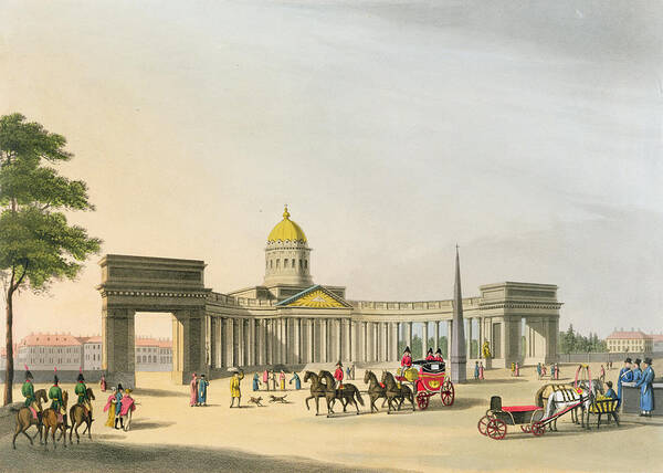 Russian Poster featuring the drawing View Of The Square Of Kassan by Mornay