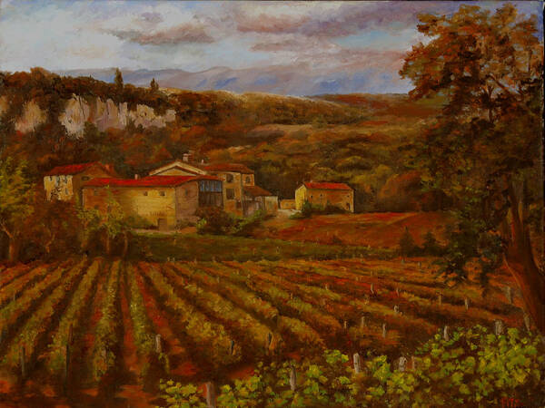 Landscape Poster featuring the painting Vineyard by Rick Fitzsimons