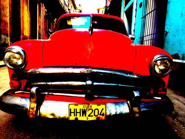 Cuba Poster featuring the photograph Vintage American Car in Havana Cuba by Funkpix Photo Hunter