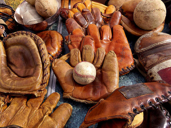 Baseball Poster featuring the photograph Vintage Baseball by Art Block Collections