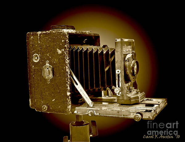 Camera Poster featuring the photograph Vintage Camera Sepia Wall Art by Carol F Austin