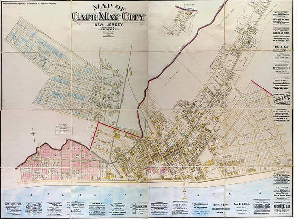 Vintage Poster featuring the photograph Vintage Cape May City Map 1886 by Bill Cannon