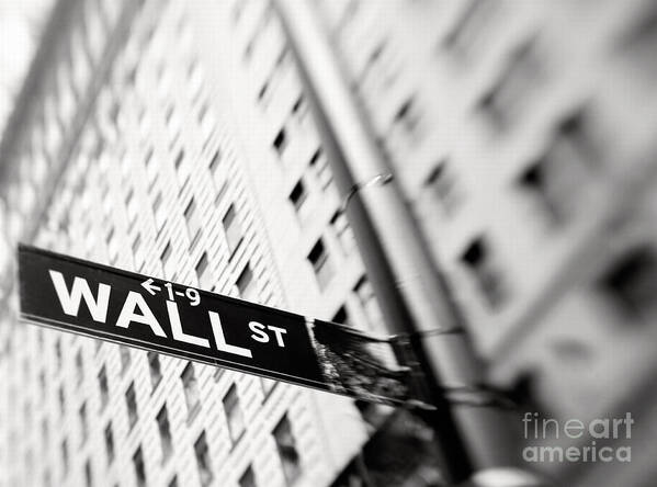 Wall Poster featuring the photograph Wall Street Street Sign by Tony Cordoza