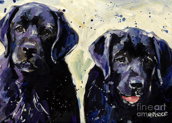 Labrador Retriever Puppies Poster featuring the painting Water Boys by Molly Poole