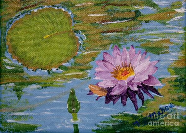 Lavender Poster featuring the painting Water Lily by Vicki Maheu
