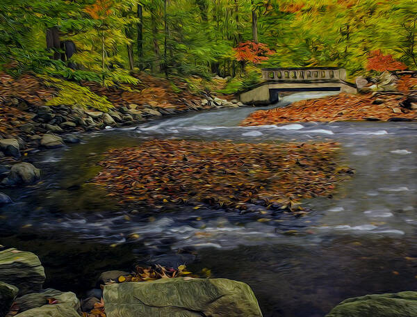 Autumn Poster featuring the photograph Water Under The Bridge by Susan Candelario