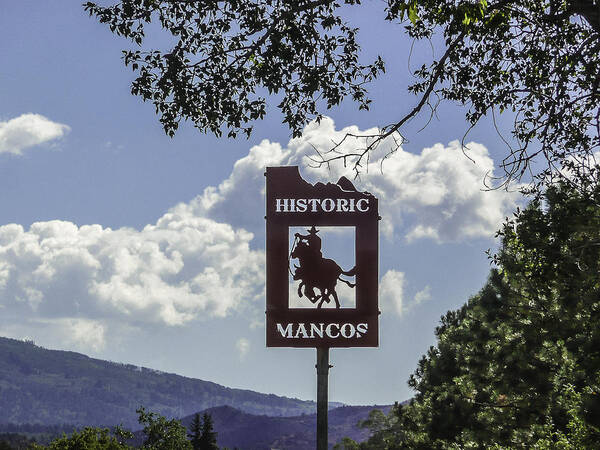 Art Poster featuring the photograph Welcome to Mancos Colorado Sign by Karen Stephenson