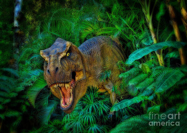 Tyrannosaurus Rex Poster featuring the photograph Welcome to my Park Tyrannosaurus Rex by Olga Hamilton