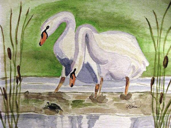 Swan Poster featuring the painting What is It by Angela Davies