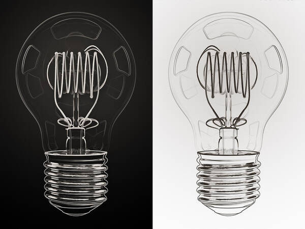 Bulb Poster featuring the digital art White Bulb Black Bulb by Scott Norris