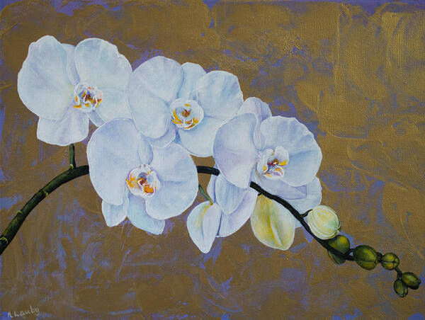 Orchid Poster featuring the painting White Orchids by Nancy Lauby