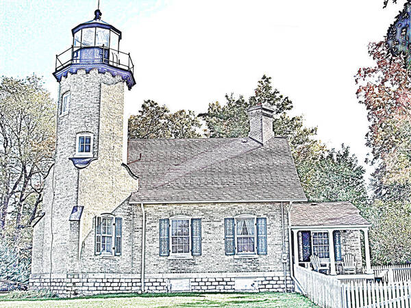 White Poster featuring the photograph White River Light Station by Bill Richards