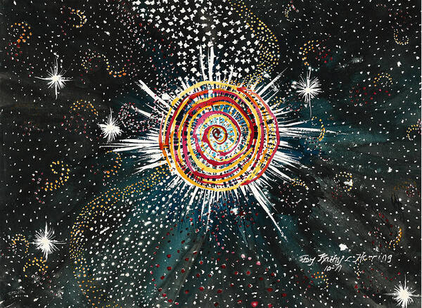 Abstract Poster featuring the painting White Star Universe by Kathy-Lou