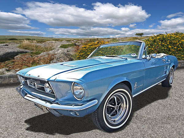 Classic Mustang Poster featuring the photograph Wild and Free 1967 Mustang Convertible by Gill Billington