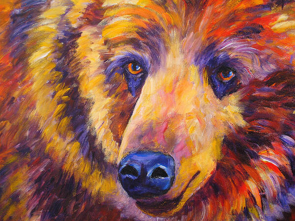 Bear Poster featuring the painting Wild Bear by Mary Jo Zorad
