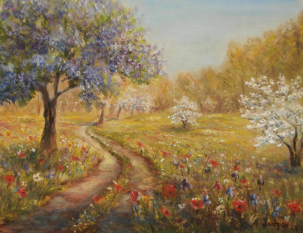 Luczay Fine Art Poster featuring the painting Wild garden path by Katalin Luczay