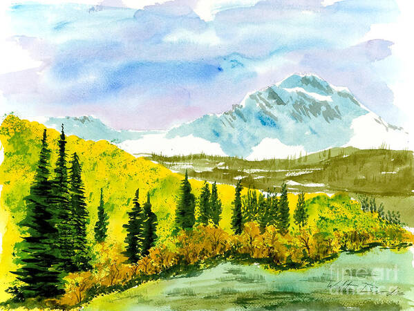 Mountains Poster featuring the painting Willard Peak by Walt Brodis