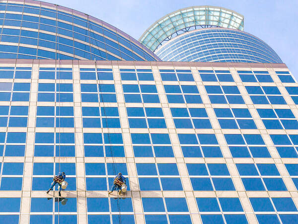 Window Washer Poster featuring the photograph Window Washers by Jim Hughes