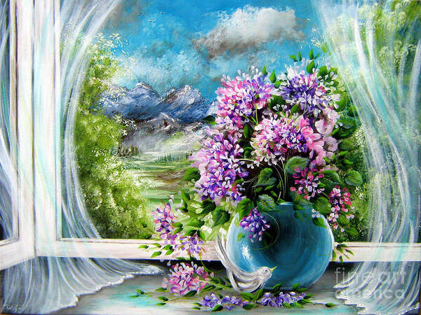 Window Poster featuring the painting Windows of my World by Bella Apollonia