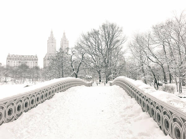 Nyc Poster featuring the photograph Winter - Central Park - Bow Bridge - New York City by Vivienne Gucwa