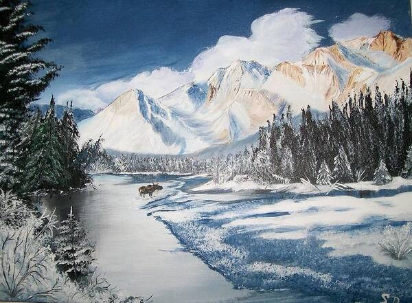 Canada Poster featuring the painting Winter in the Canadian Rockies by Sharon Duguay