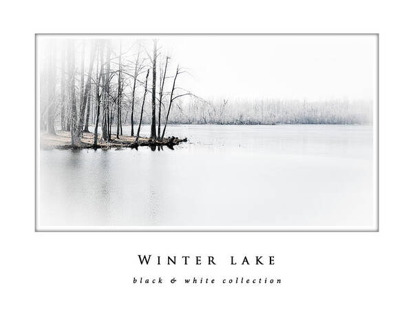 Winter Lake Black And White Collection Poster featuring the photograph Winter Lake black and white collection by Greg Jackson