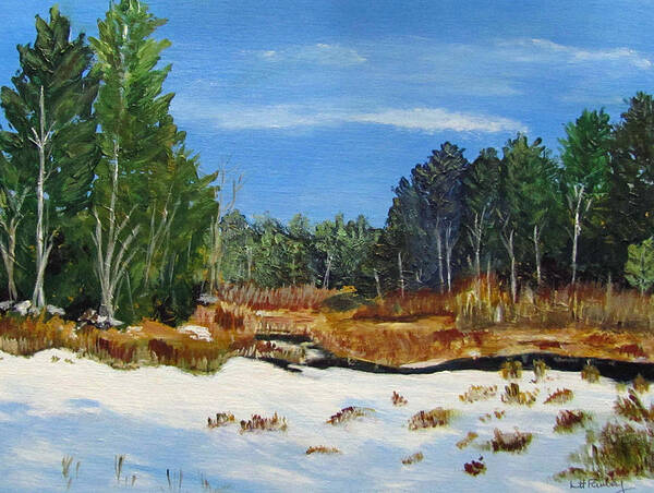 Landscape Poster featuring the painting Winter Marsh in Hooksett by Linda Feinberg