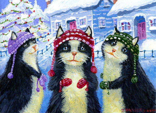 Cats Poster featuring the painting Winter Sisters by Jacquelin L Westerman