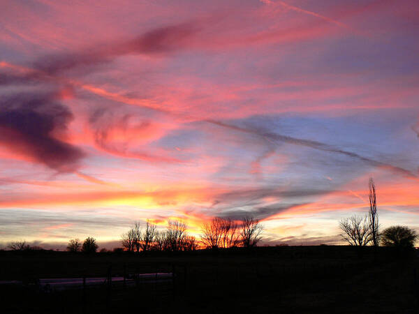 Texas Poster featuring the photograph Winters' Sunset Rainbow by Cheryl Damschen