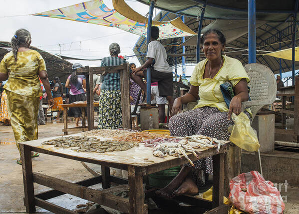 Negombo Poster featuring the photograph Woman selling fish by Patricia Hofmeester