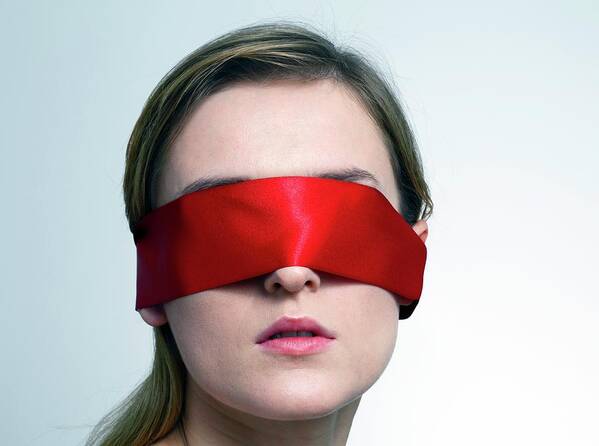 Blindfolded woman, red, Blindfolded, woman, girl, HD wallpaper